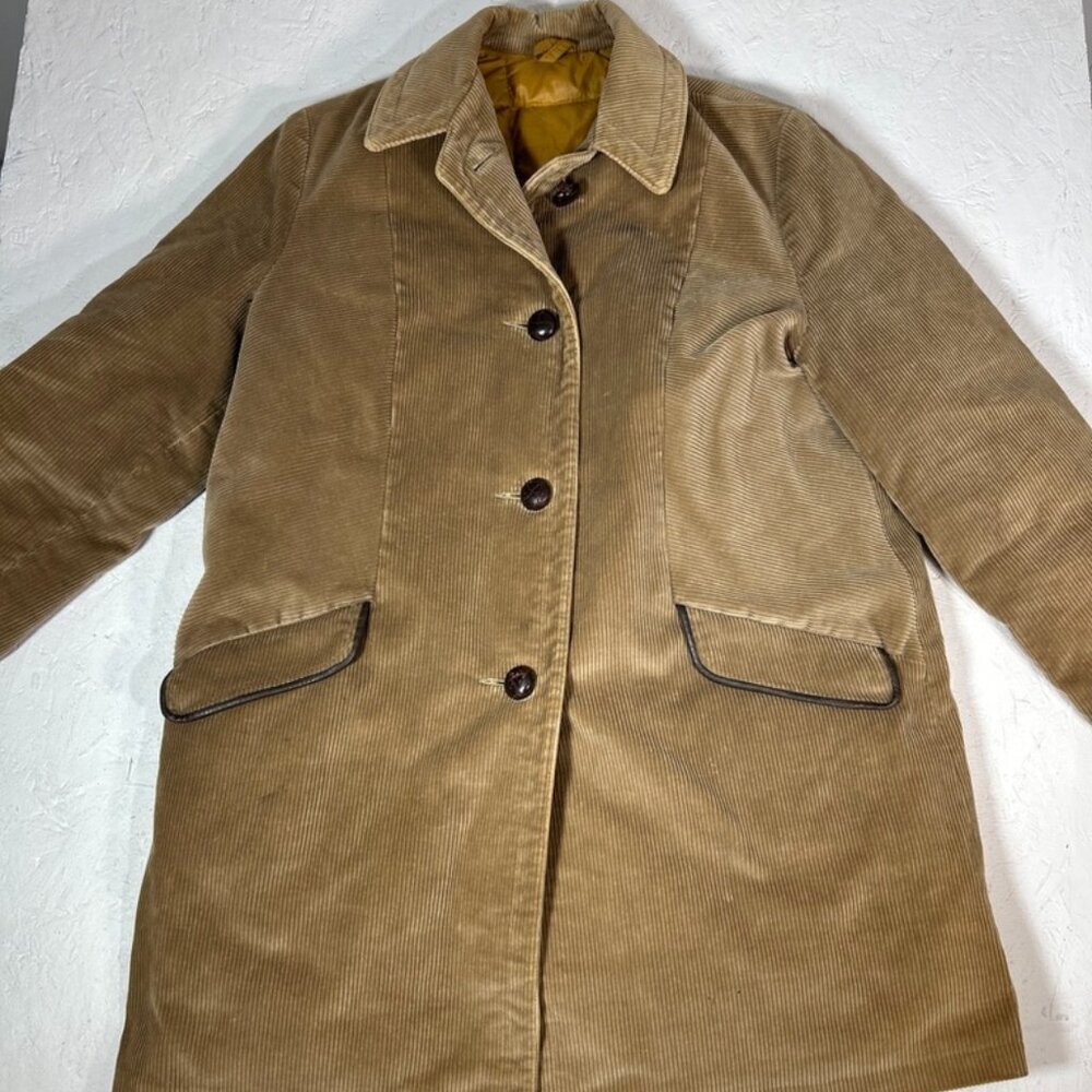 Vtg Eddie Bauer Corduroy Goose Down Lined Chore Jacket Brown Womens Sz 12 80s